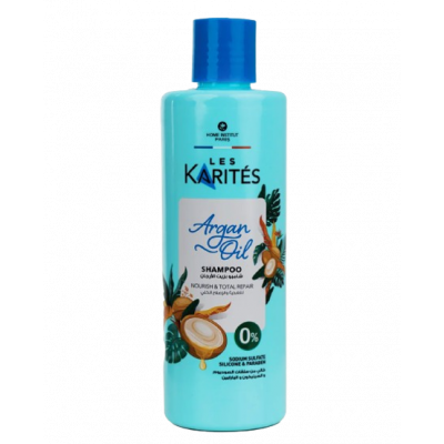 LES KARITES ARGAN OIL HAIR SHAMPOO NOURISH & TOTAL REPAIR — SODIUM SULFATE, SILICONE & PARABEN FREE 400 ML